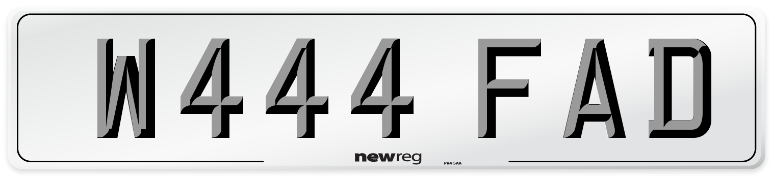 W444 FAD Number Plate from New Reg